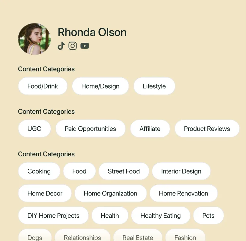 The Aspire creator profile editor